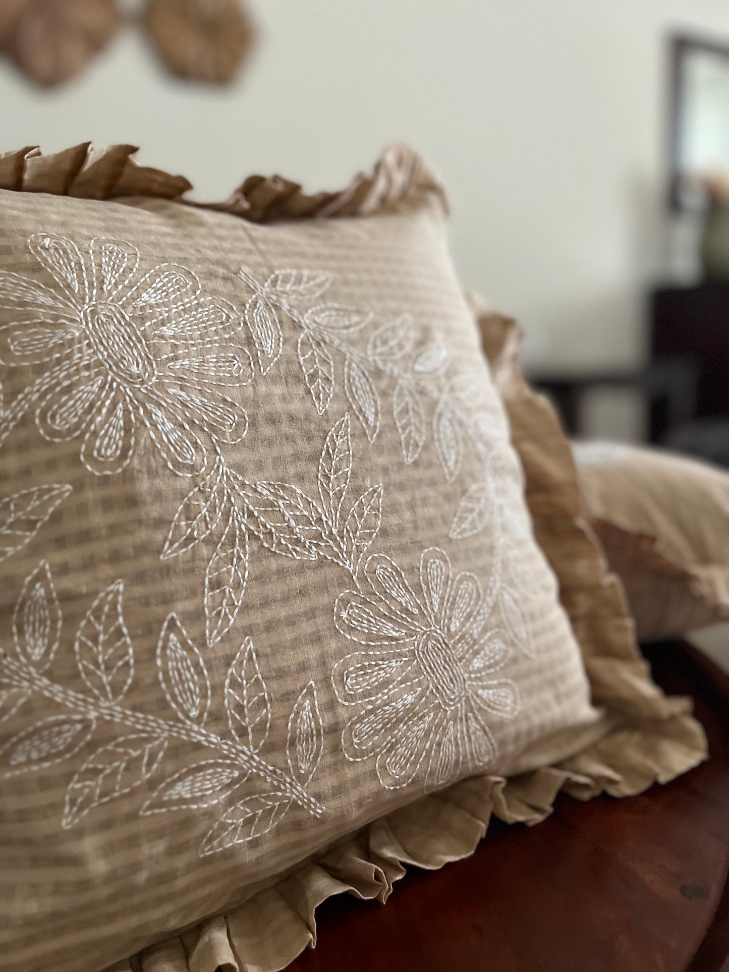 Chikankari cushion cover