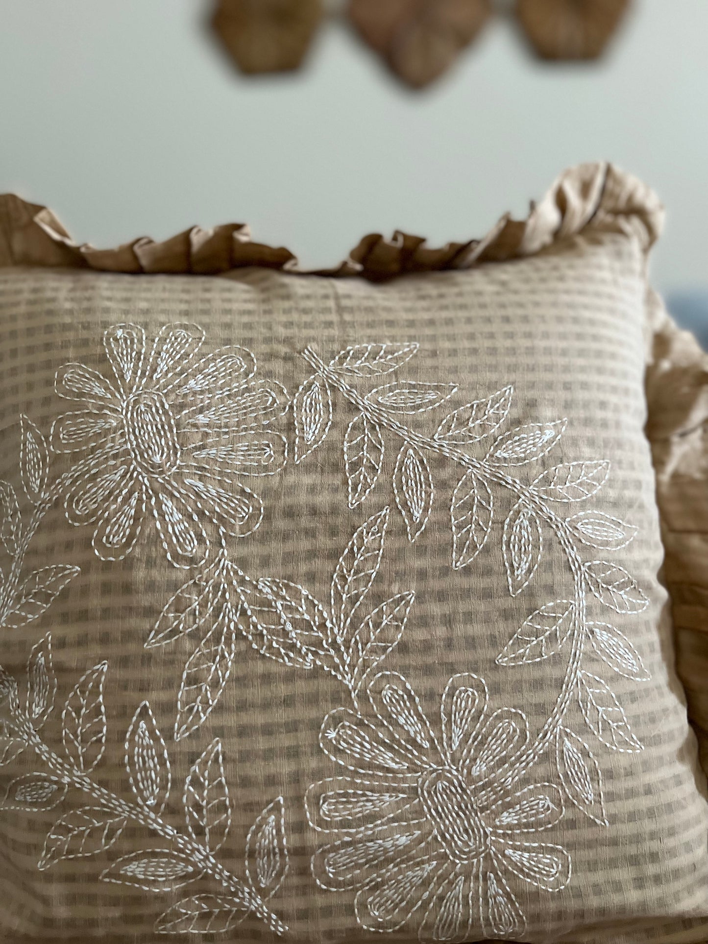 Chikankari cushion cover