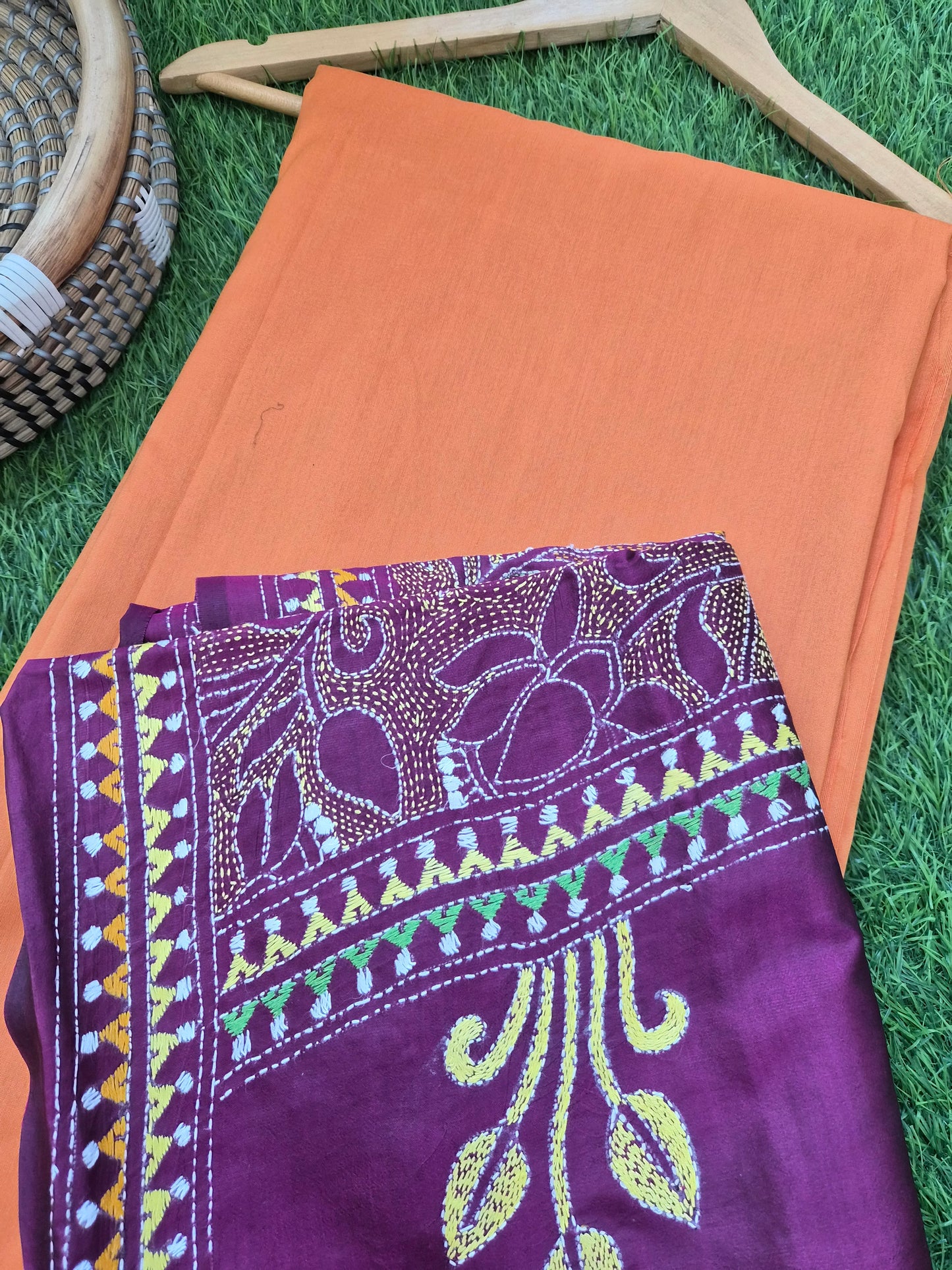 Silk Kantha Dupatta with cotton silk kurta Bottom fabric