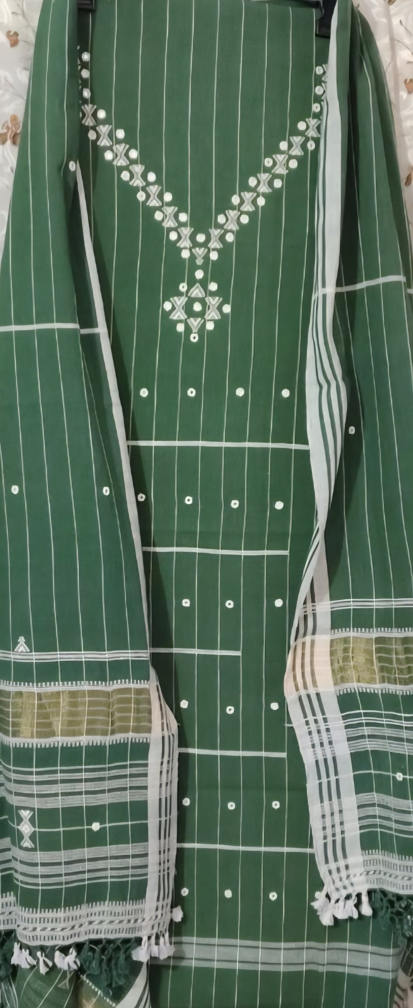 Handwoven organic kala Cotton kurta bottom dupatta