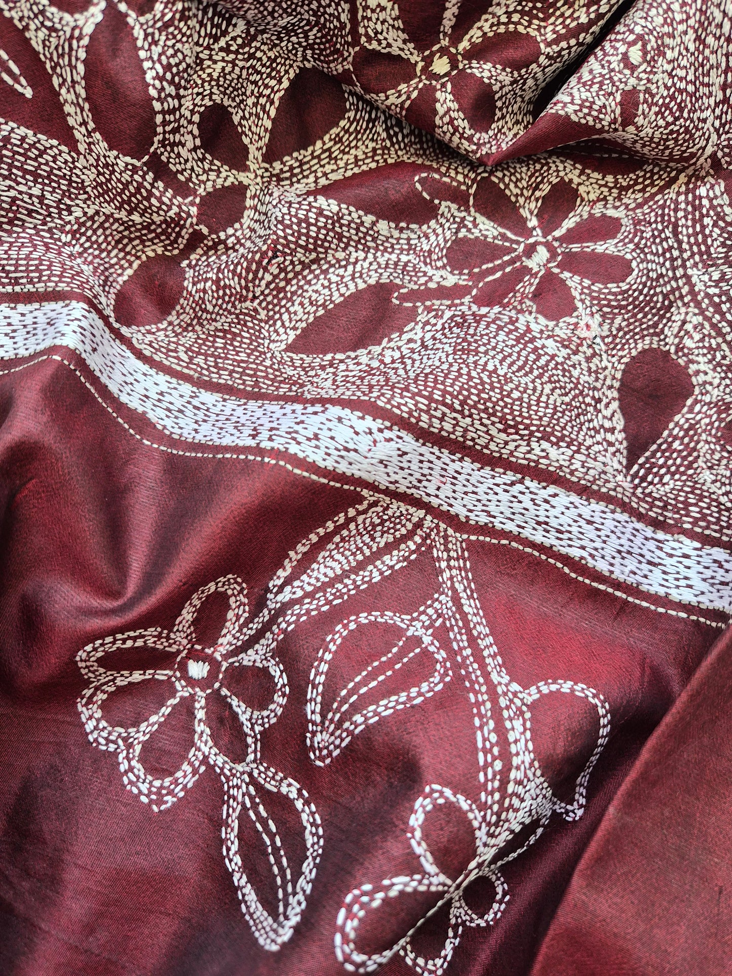 Silk Kantha Dupatta with cotton silk kurta Bottom fabric