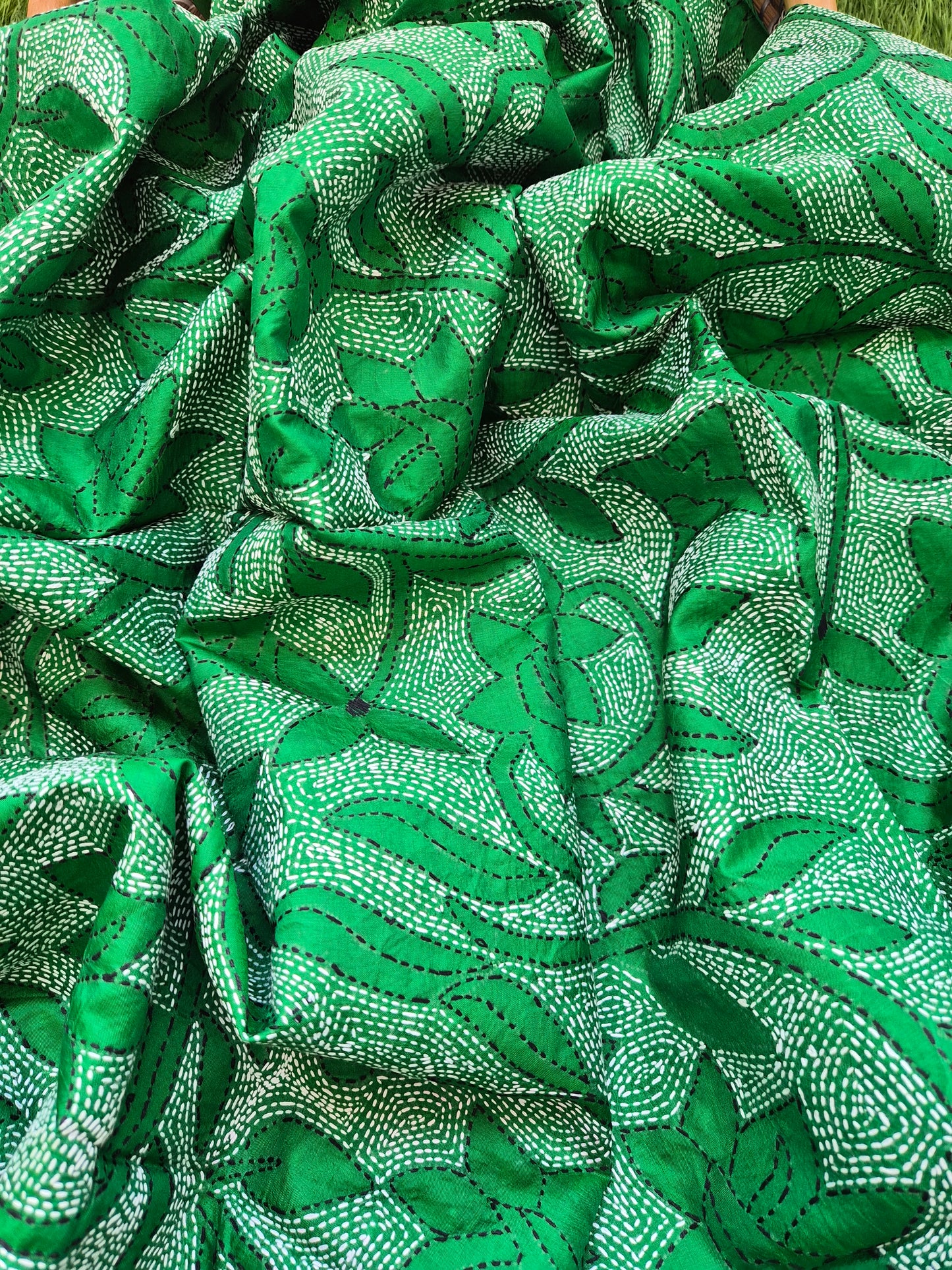 Silk Kantha Dupatta with cotton silk kurta Bottom fabric